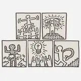 Keith Haring, Untitled (five works from the Keith Haring: Tony Shafrazi catalogue), 1982, offset lithograph