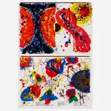 Sam Francis, Two works from the One Cent Life portfolio, 1964, offset lithograph in colors