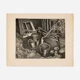Wanda Gág, Backyard Center (Barnyard Corner), 1930, lithograph