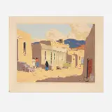 Norma Bassett Hall, Street in Cordova, 1946-47, screenprint in colors on Buckeve