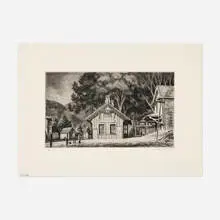 Cornwall Bridge Station by Armin Landeck, 1936, drypoint, sold Mar 2024