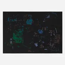 John Cage, Lithograph B (from Not Wanting to Say Anything About Marcel), 1969, lithograph in colors on black Fabriano