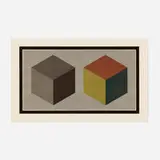Sol LeWitt, Double Cubes in Grays and Colors Superimposed, 1989, lithograph in colors on Arches Cover White