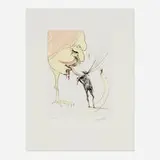 Picasso: un billet pour la gloire (from the After 50 Years of Surrealism portfolio) by Salvador Dalí, 1974, etching with hand-coloring on Arches, sold Apr 2025