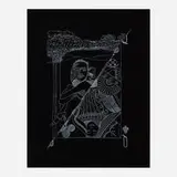 Man Ray, La dame de trèfle, 1970, etching and pochoir in white ink on black paper