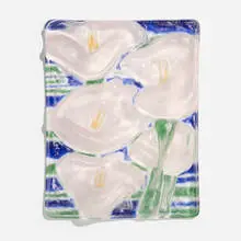 White Lilies by Donald Sultan, 1998, glass bas relief hand-painted with enamel, sold Apr 2025