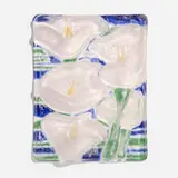 Donald Sultan, White Lilies, 1998, glass bas relief hand-painted with enamel