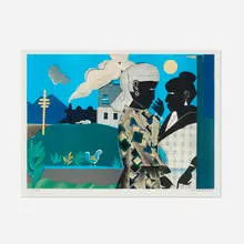 The Conversation by Romare Bearden, 1979, lithograph in colors on Somerset, sold Apr 2025