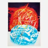James Rosenquist, Sun Sets on the Time Zone (from the Welcome to the Water Planet series), 1989, pressed paper pulp with lithographic collage in colors on Rives BFK and TGL handmade paper