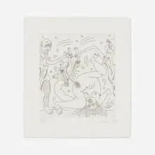Untitled (from The Valley series) by Keith Haring, 1989, etching on Twinrocker handmade, sold Apr 2025