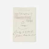 Andy Warhol, Signed title page with soup can drawing, 1975, ink on printed paper