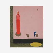 Margo Hoff, Pier at Marseilles, casein on paper
