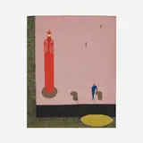 Margo Hoff, Pier at Marseilles, casein on paper
