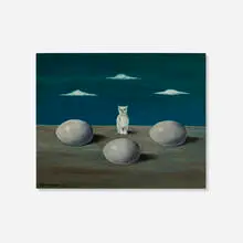 Gertrude Abercrombie, Owl with Eggs, 1963, oil on Masonite