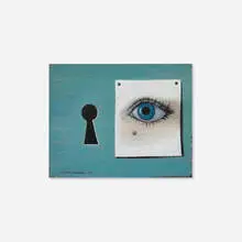 Gertrude Abercrombie, Keyhole and Eye, 1964, oil on Masonite