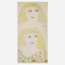 Figures by Lee Godie, crayon and pen on board, sold Feb 2025
