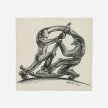 V.M.S. Hannell, Workers, 1940, charcoal on paper