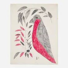 Untitled (double-sided) by Lee Godie, ballpoint pen on board, sold Feb 2025