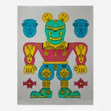 Karl Wirsum, Mouse Meow, 1983, screenprint in colors on silver foil on white wove paper