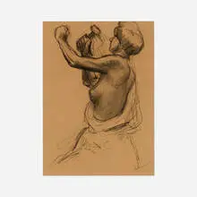 Maximilien Luce, A female sculptor, naked to the waist, black chalk and stump on light brown paper laid to paper
