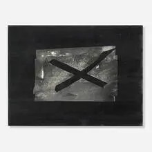 Black X by Kika Karadi, 2010, mixed media on linen, sold Feb 2025