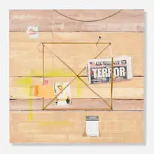 Michael St. John, Country Life, 2013, acrylic, found object assemblage and polymers on canvas