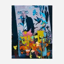 Untitled by Richard Hawkins, 2000, oil on magazine page, sold Feb 2025