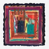 Lamar Briggs, Dancer in Blue Window, monotype and Prismacolor on paper