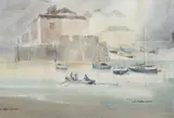 Sybil Mullen Glover, The Harbor, Watercolor on paper