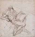 Italian School, Study of a Prophet, Brown ink on laid paper