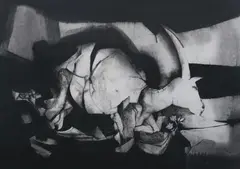 Arthur Hall Smith, Scapegoat, Sumi ink and quill on paper