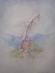 Windswept Tree by George Elbert Burr, Watercolor on paper, sold Nov 2008