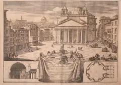 Alessandro Specchi, Piazza e tempio di Santa Maria della rotonda gia l'Antico Pantheon, Engraving, published by Dominico de Rossi and Matteo Gregorio Rossi