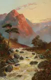 F.E. Jamieson, Mountain Stream at Sunset, Oil on canvas