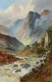 F.E. Jamieson, Cottage by a Mountain Stream, Oil on canvas C
