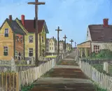 Henry W. Olson, Picket Lined Street Scene, Oil on canvas
