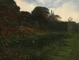 Walter I. Cox, California Garden at Dusk, Oil on board