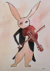 Janet Dunham Saxon, The Rabbit Concerto, Oil on canvas
