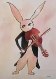 Janet Dunham Saxon, The Rabbit Concerto, Oil on canvas