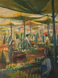 William Woodward, The Vegetable Market, Oil on board