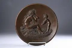 Aristide Croisy, "Printemps", Circular bronze plaque, titled and signed "Croisy"