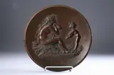 Aristide Croisy, "Printemps", Circular bronze plaque, titled and signed "Croisy"