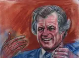 Freda Reiter, Ted Kennedy, Pastel on paper