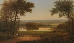 Hudson River School, A View of the Palisades, NEW YORK, oil on canvas