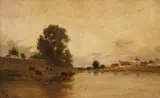 Cows in a River by Charles-François Daubigny, Oil on canvas, sold Nov 2008