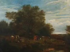 English School, Gypsy Encampment, GYPSY ENCAMPMENT, oil on canvas laid down on board