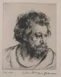 Antonio H. Hinzelman, Face of Raggedy Man, Etching