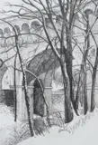 Lindsay Makepeace, Rock Creek and the Dumbarton Brigde, Etching