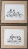 Curtis Wingate, WESTERN SCENES: TWO WORKS, first signed, Pen and ink on paper