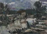 R. Lanfredo, Abstract Landscape, Watercolor on paper
